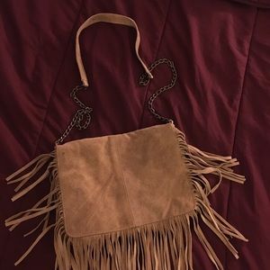 Suede fringe purse